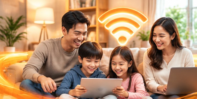 Keluarga menggunakan internet bersama